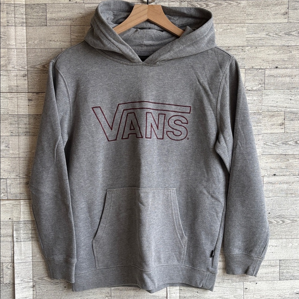 Vans Gray Sweatshirt Logo Classic‎ Pullover Hoodie Burgundy Large Vintage Y2K